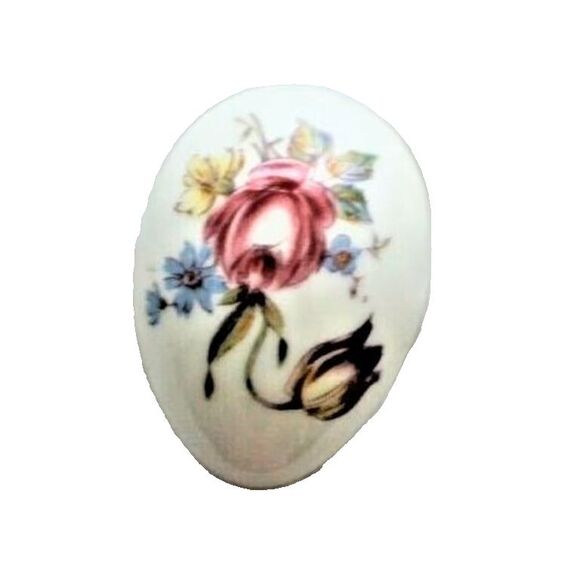 Limoges Trinket Box Oval Shaped Unhinged Floral France - Picture 1 of 7